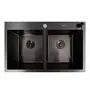 Кухонна мийка PVD чорна 78*48 VALESO Handmade на дві чаші (3.0/0.8)