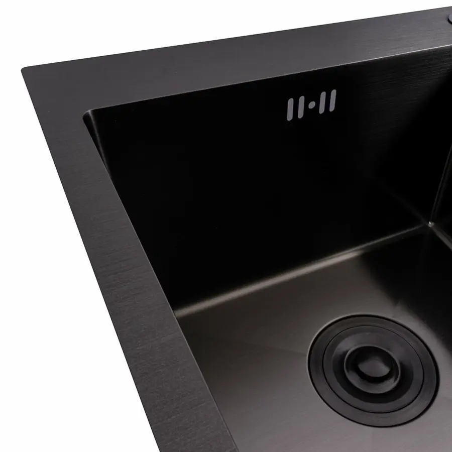 Кухонна мийка PVD чорна 78*48 VALESO Handmade на дві чаші (3.0/0.8)