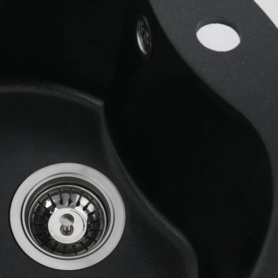 Гранитная мойка для кухни VALESO TURAS 480 матовая Черный металлик