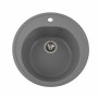 Гранитная мойка для кухни VALESO 510 LUNA матовая Cерый металлик