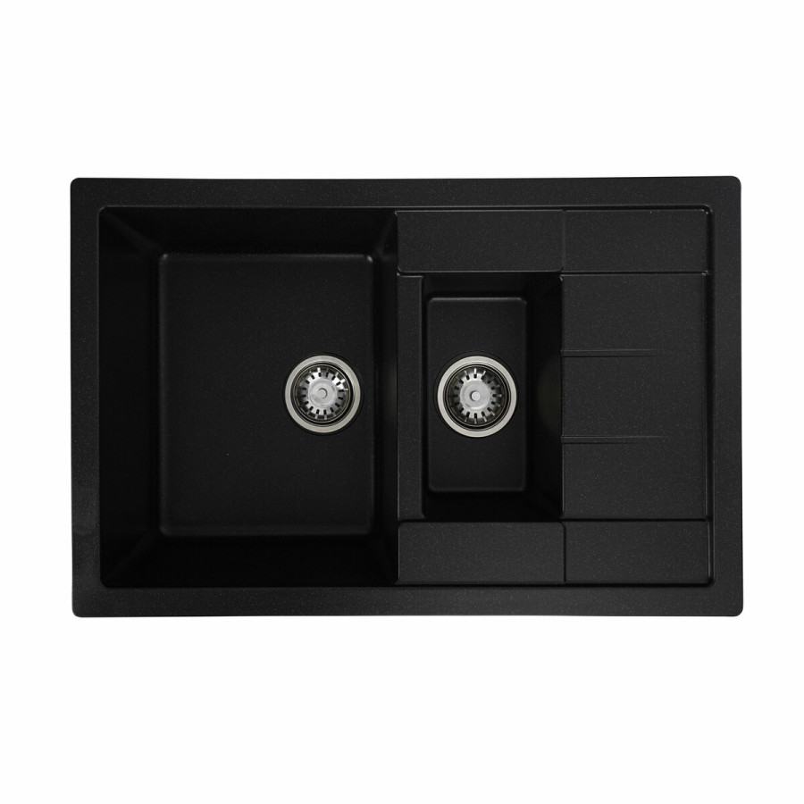 Гранітна мийка для кухні VALESO 7850W TOSKANA матова Чорний металік