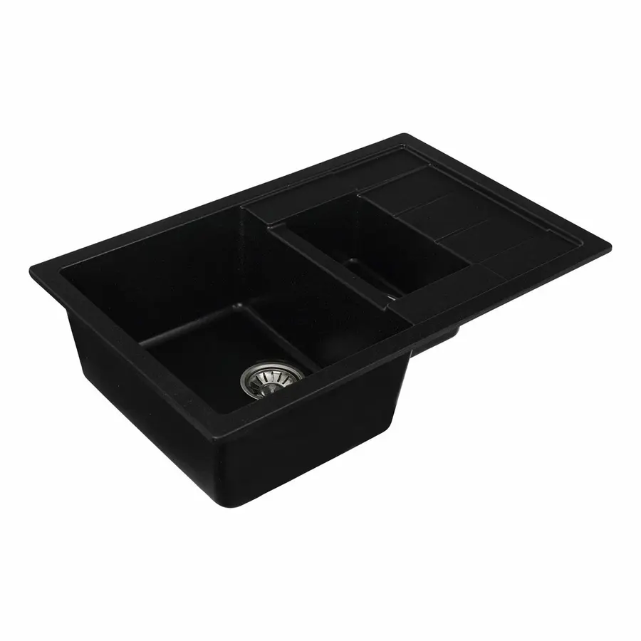 Гранитная мойка для кухни VALESO TOSKANA 7850W матовая Черный металлик