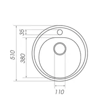Гранитная мойка для кухни VALESO LUNA 510 матовая Черная