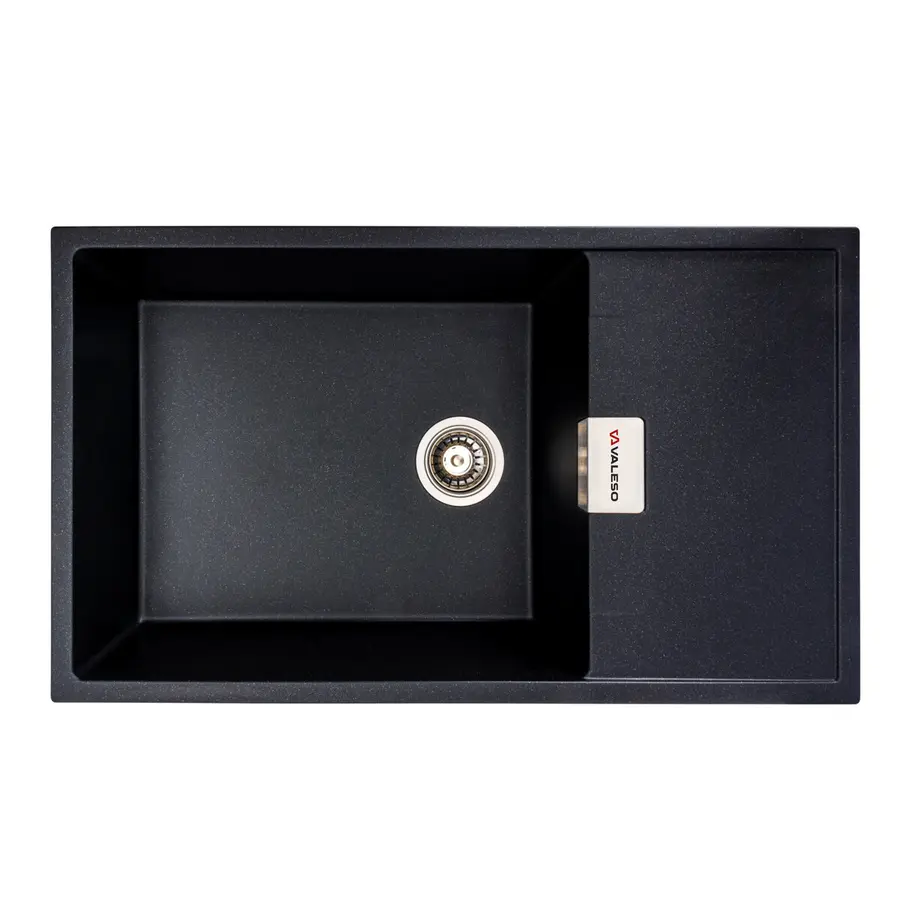 Гранитная мойка для кухни VALESO 8650 DIAMOND матовая (черный металлик)