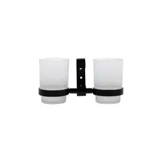 Стакани для зубних щіток чорні Platinum 5508PL (скло та алюміній)