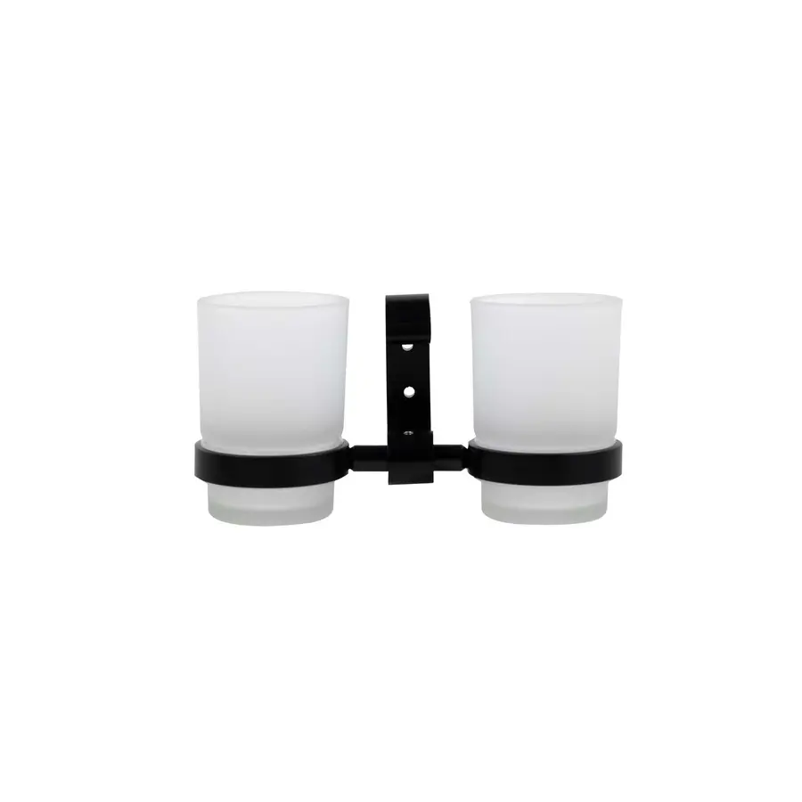 Стакани для зубних щіток чорні Platinum 5508PL (скло та алюміній)