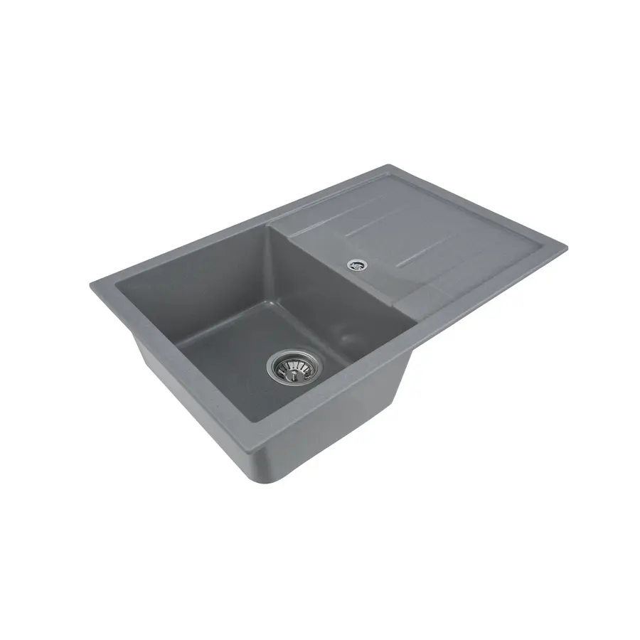 Гранітна мийка для кухні Platinum 7850 PRETSO глянець Сірий мусон