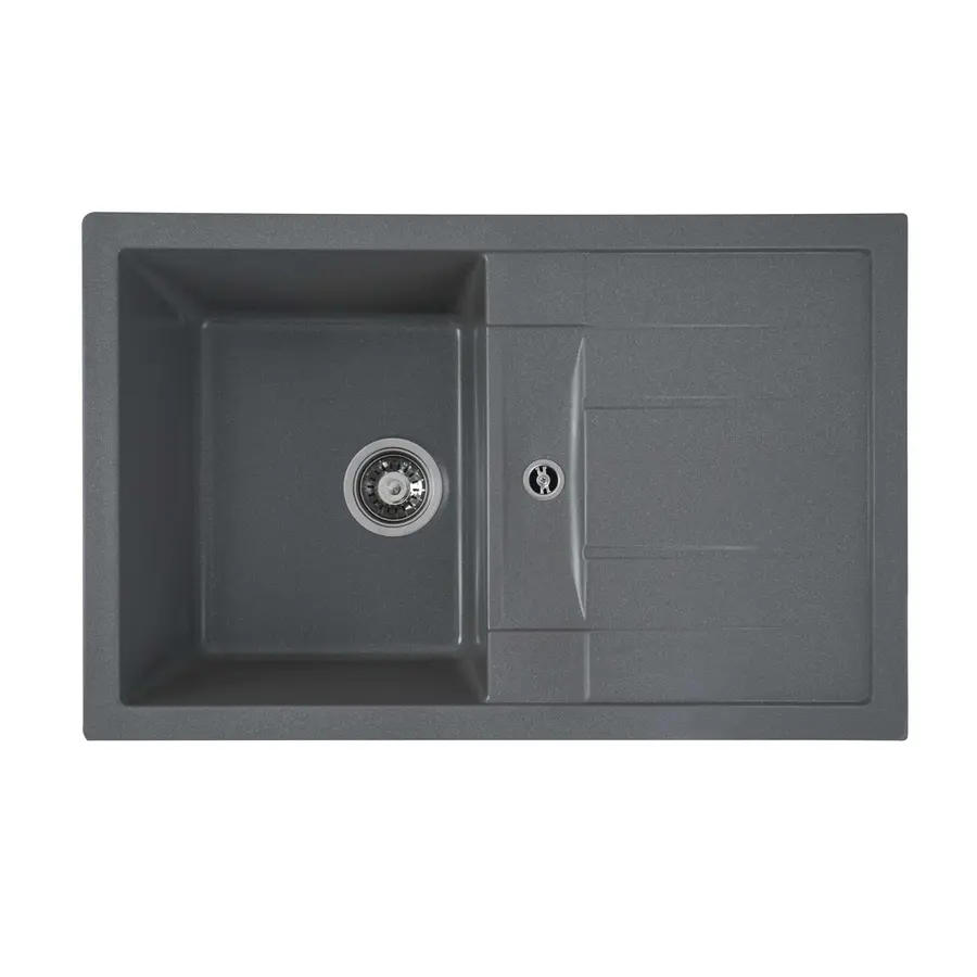 Гранітна мийка для кухні Platinum 7850 PRETSO глянець Сірий мусон