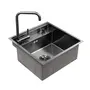 Кухонна прихована мийка Platinum Handmade PVD чорна 500x500x220 (змішувач в комплекті)