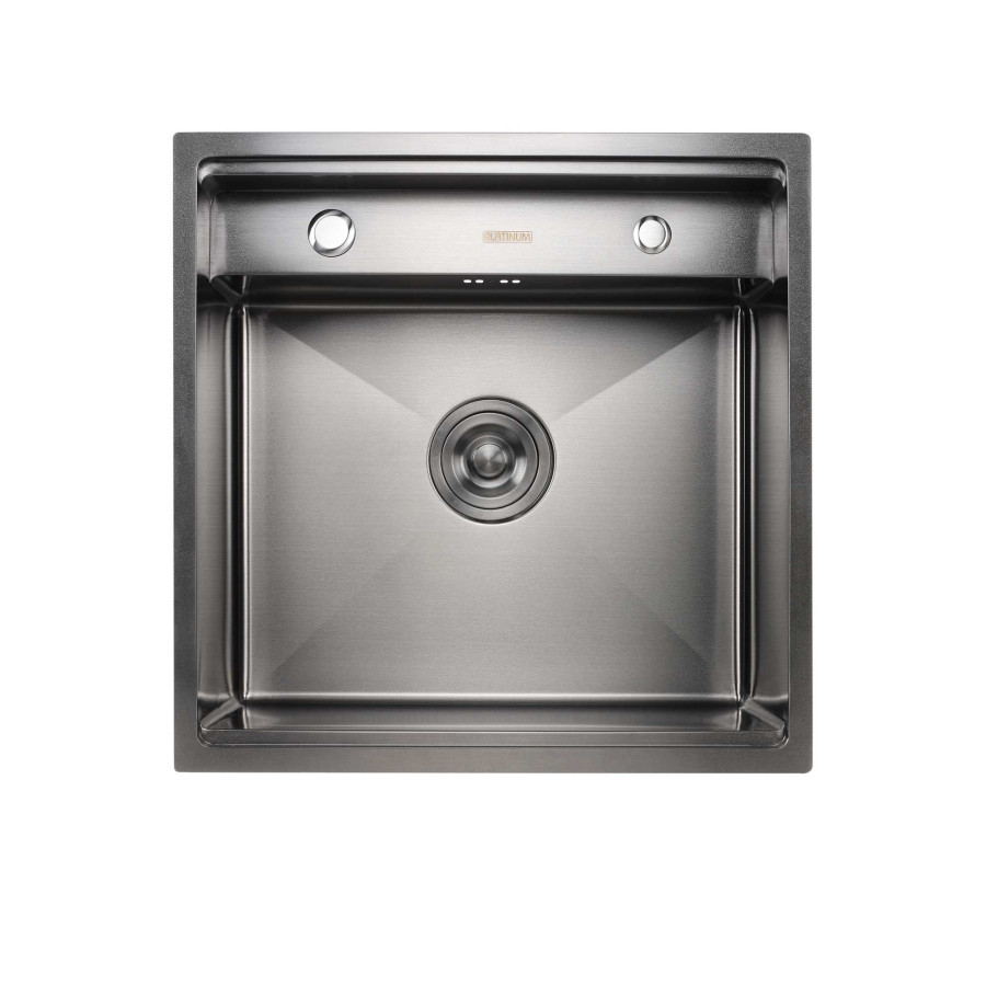 Кухонна прихована мийка Platinum Handmade PVD чорна 500x500x220 (змішувач в комплекті)