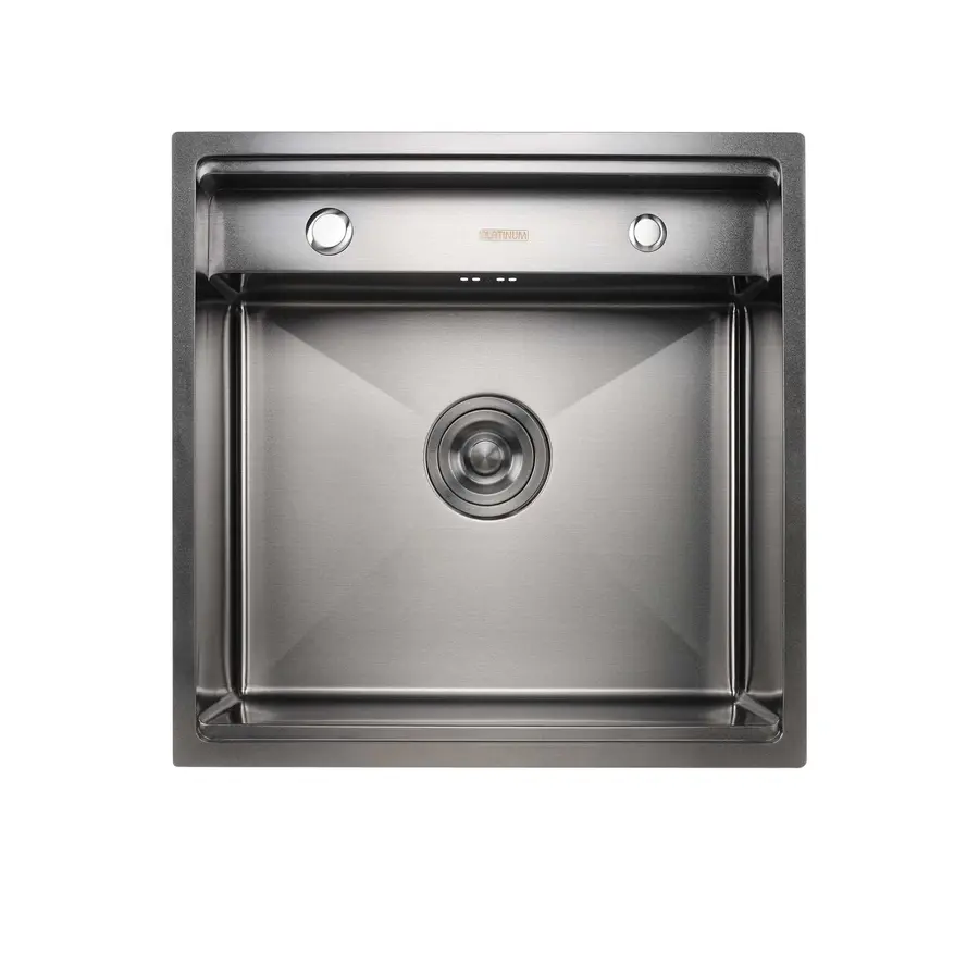 Кухонна прихована мийка Platinum Handmade PVD чорна 500x500x220 (змішувач в комплекті)