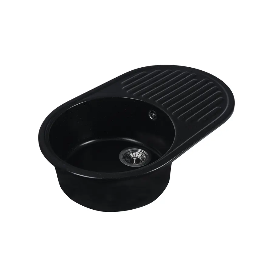 Гранітна мийка для кухні Platinum 7346 ASTORIA глянець Чорний металік