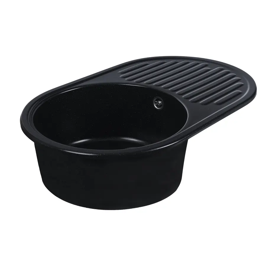 Гранітна мийка для кухні Platinum 7346 ASTORIA глянець Чорний металік