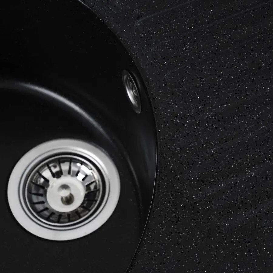 Гранітна мийка для кухні Platinum 7346 ASTORIA глянець Чорний металік