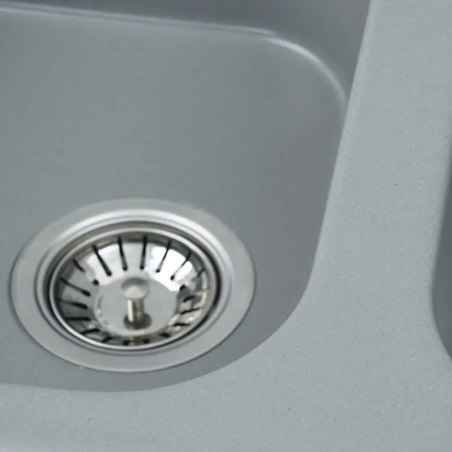 Гранітна мийка для кухні Platinum 7648W TWIN глянець Сірий металік