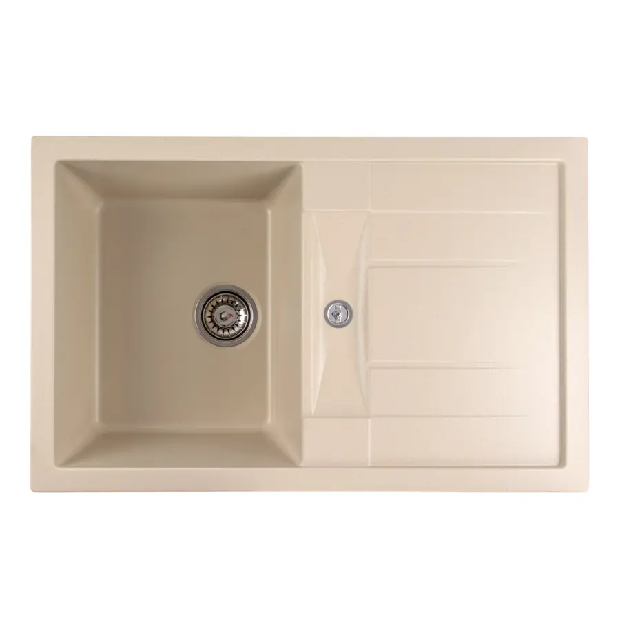 Гранітна мийка для кухні Platinum 7850 TROYA матова Айворі