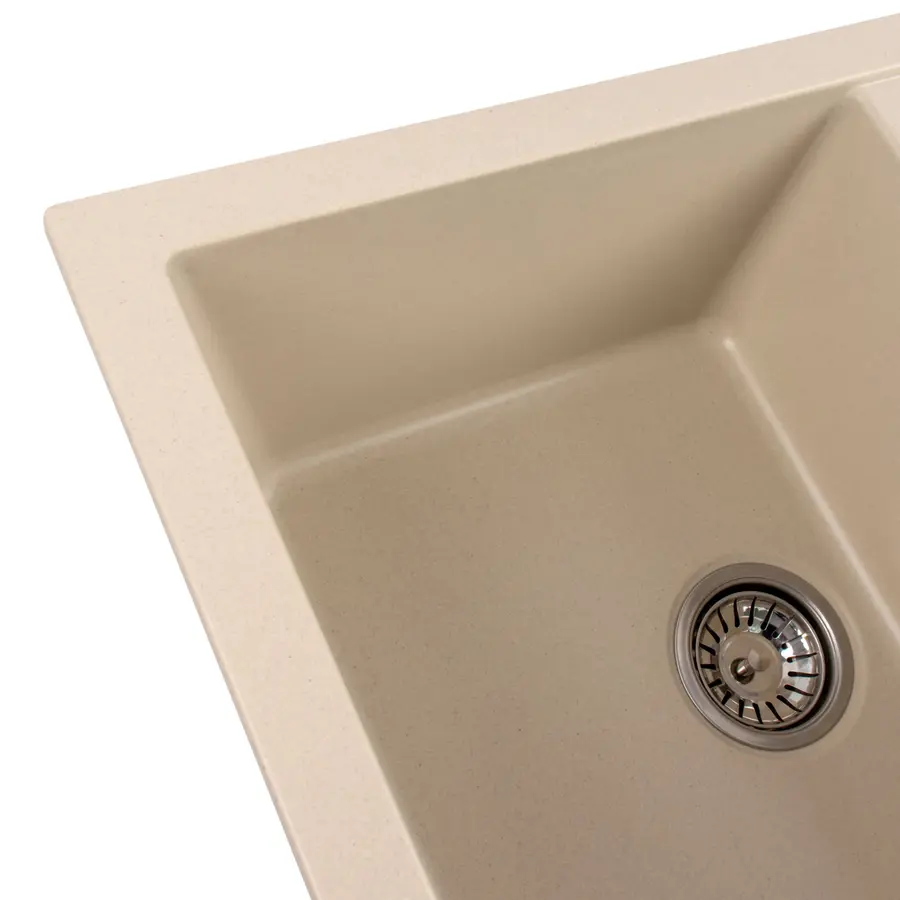 Гранітна мийка для кухні Platinum 7850 TROYA матова Айворі