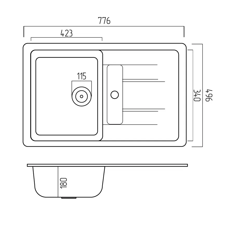 Гранітна мийка для кухні Platinum 7850 TROYA матова Айворі