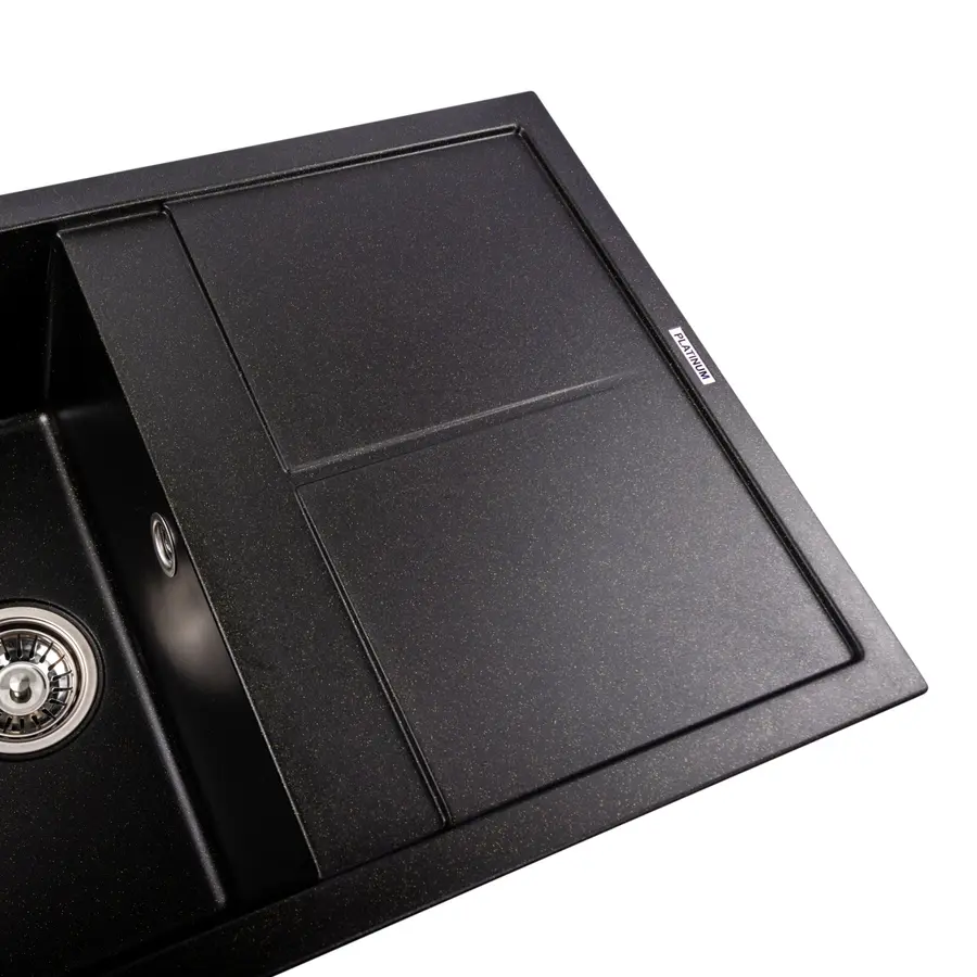 Гранітна мийка для кухні Platinum 7950 Selena матова Чорна (Gold)