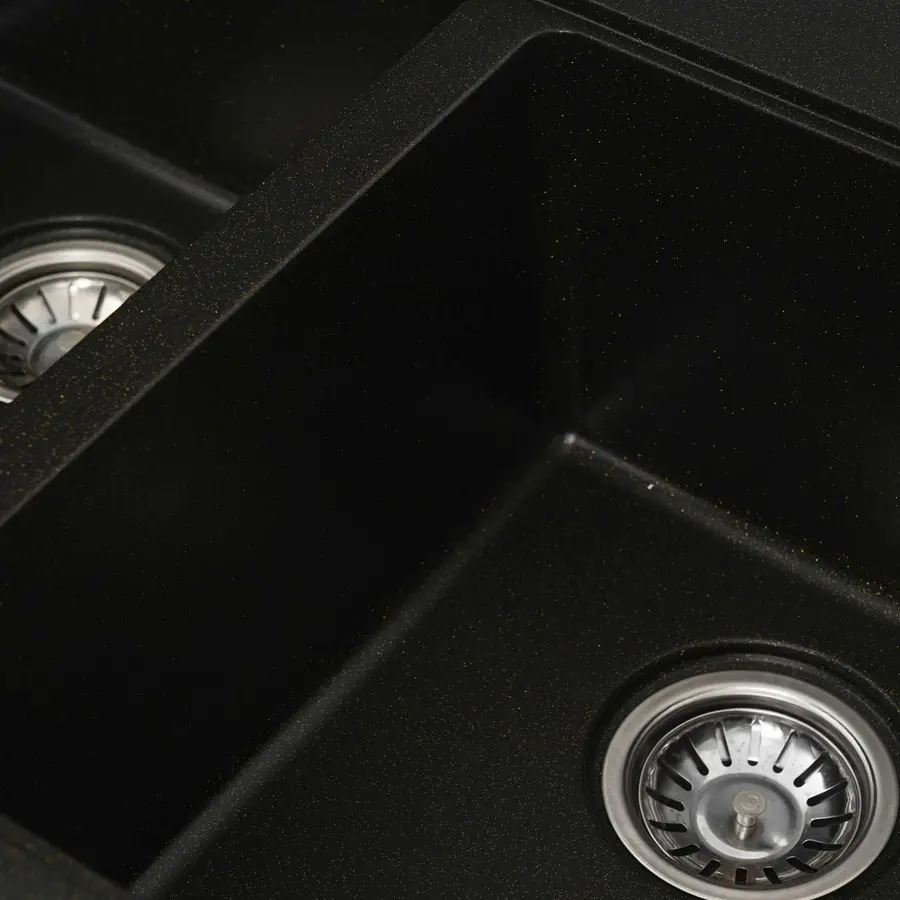 Гранітна мийка для кухні Platinum 7850 HARMONY матова Чорна GOLD