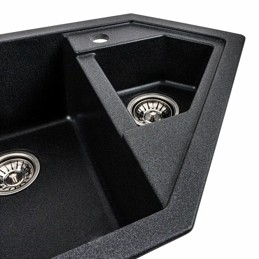 Гранітна мийка для кухні Platinum 9950 PANDORA матовий Карбон