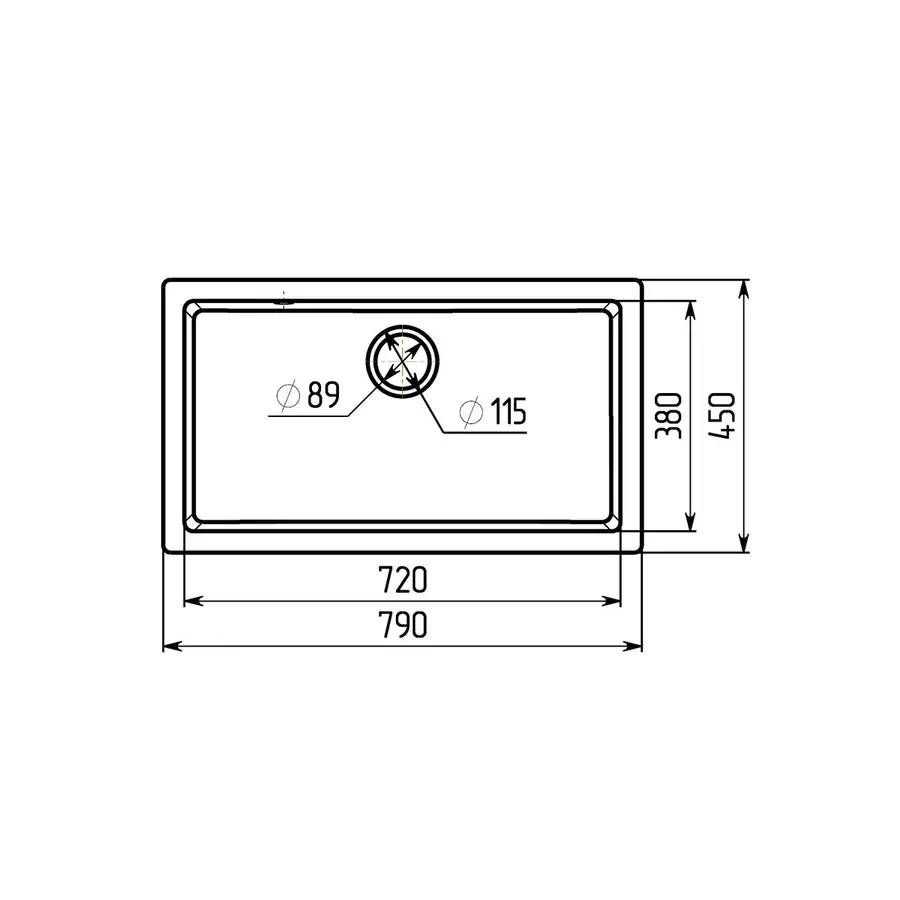 Гранітна мийка для кухні Platinum 7945 Paruana матовий Карбон