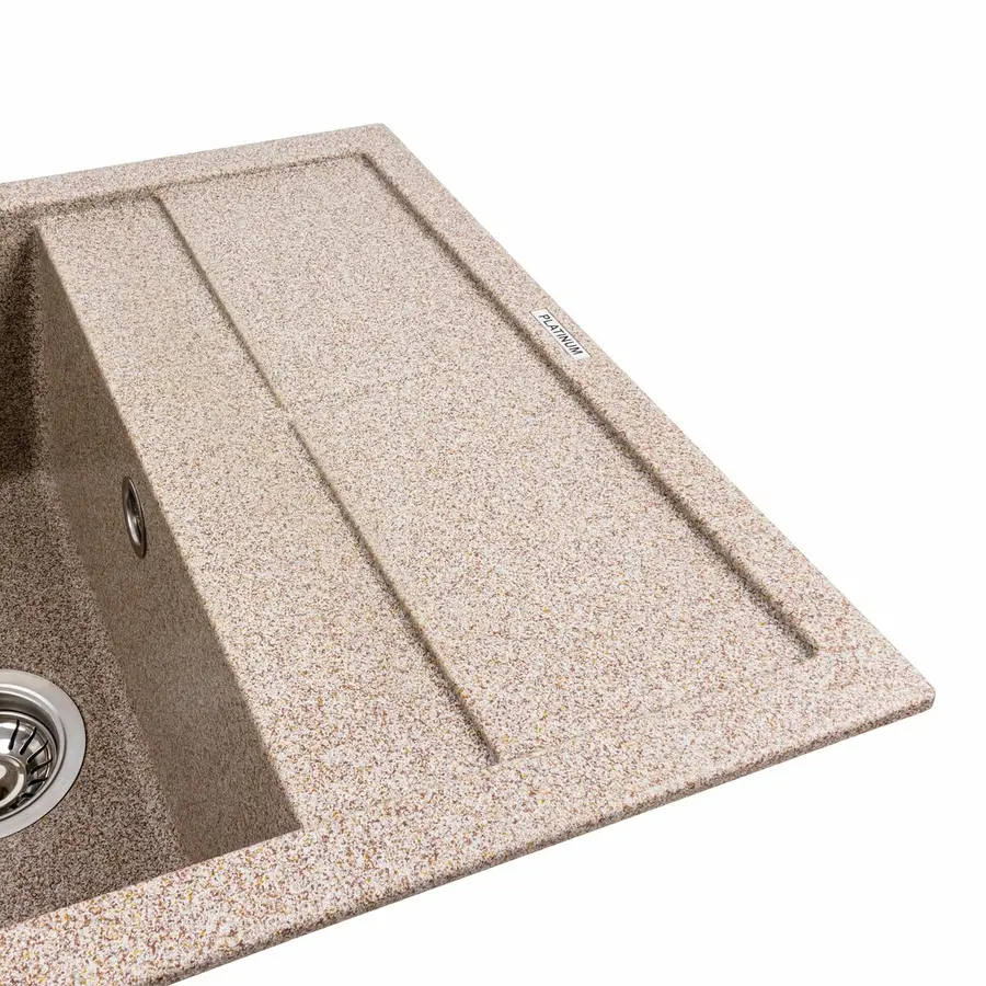 Гранітна мийка для кухні Platinum 6550 LOTOS матова Карамель