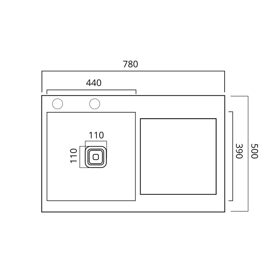Кухонная мойка 78*50С L нержавейка Platinum Handmade (углубленная полка, 3.0/1.0 мм)