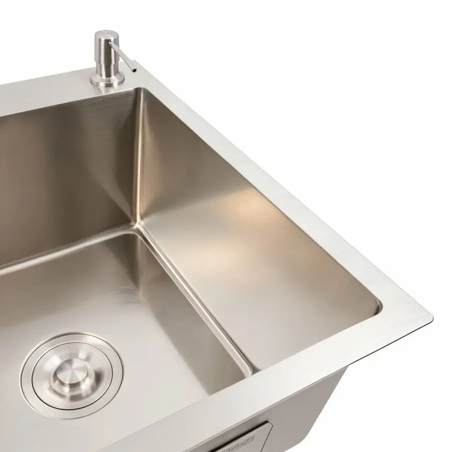 Кухонна мийка CM 78*50 R нержавійка VALESO Handmade (круглий сифон 3,0/0,8)