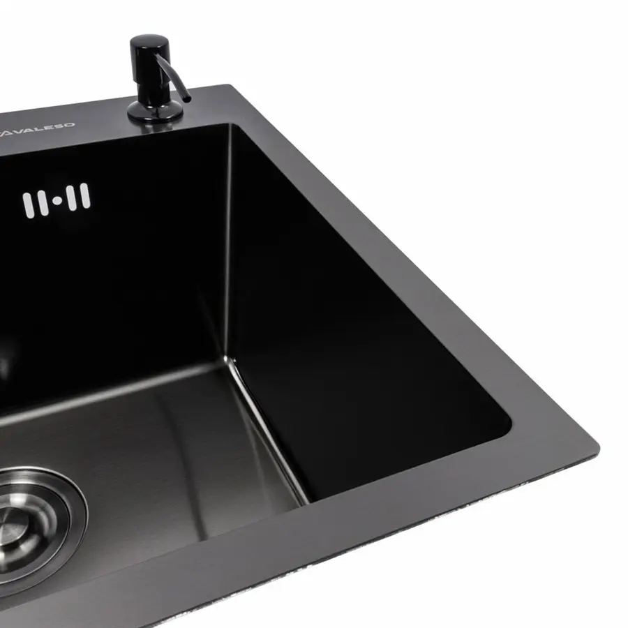 Кухонна мийка 50*45 PVD чорна VALESO Handmade (сифон круглий, 3,0/0,8)