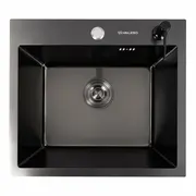 Кухонна мийка 50*45 PVD чорна VALESO Handmade (сифон круглий, 3,0/0,8)