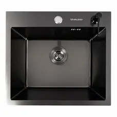 Кухонная мойка 50*45 PVD черная VALESO Handmade (сифон круглый, 3,0/0,8)