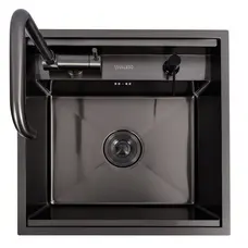 Кухонна мийка CM 50*50 прихована PVD чорна VALESO Handmade (змішувач в комплекті)