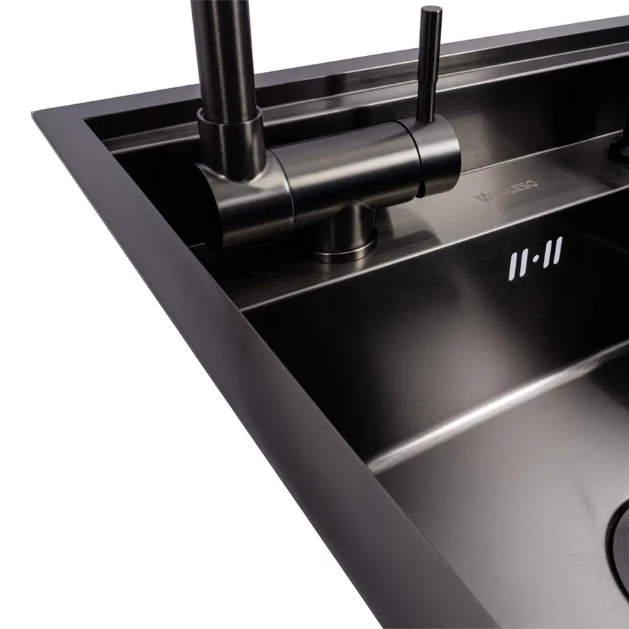Кухонна мийка CM 50*50 прихована PVD чорна VALESO Handmade (змішувач в комплекті)
