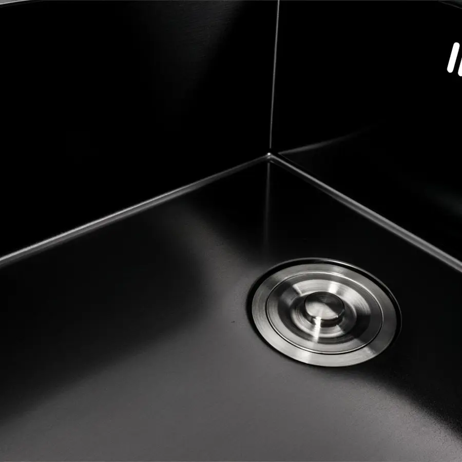 Кухонна мийка скляна CM 78*50 PVD VALESO Handmade чорна