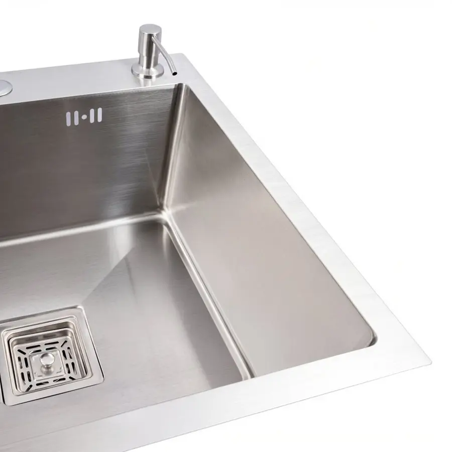 Кухонна мийка нержавійка CM 78*50C R VALESO Handmade з поглибленою полицею (3,0/0,8)