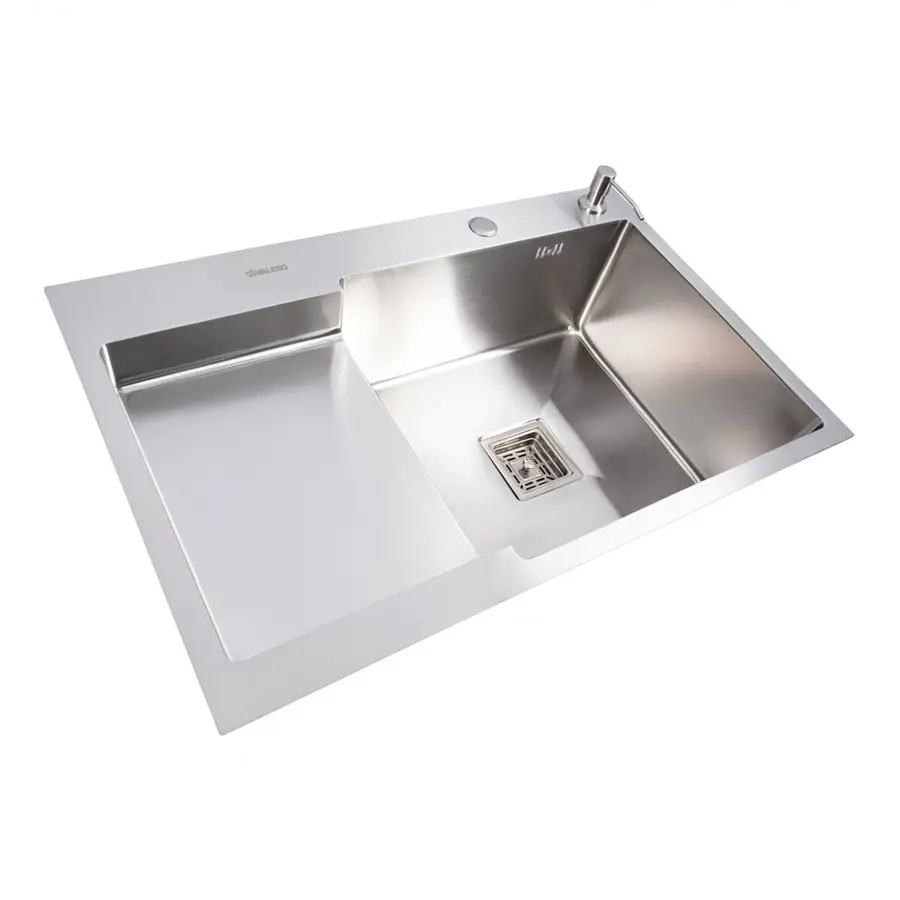 Кухонна мийка нержавійка CM 78*50C R VALESO Handmade з поглибленою полицею (3,0/0,8)