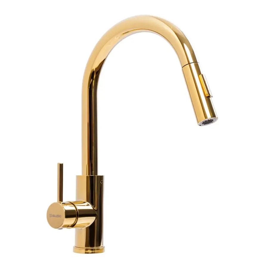 Кухонний змішувач з висувною лійкою Valeso NES-JL7 (PVD золото)