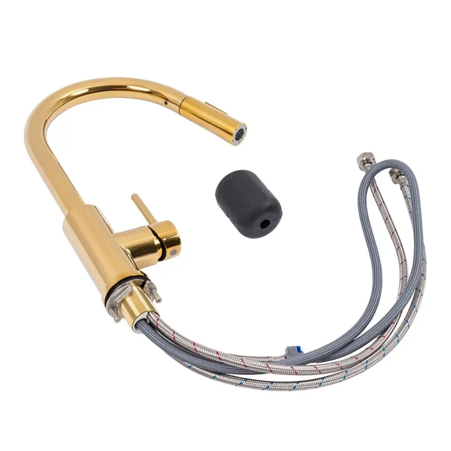 Кухонний змішувач з висувною лійкою Valeso NES-JL7 (PVD золото)