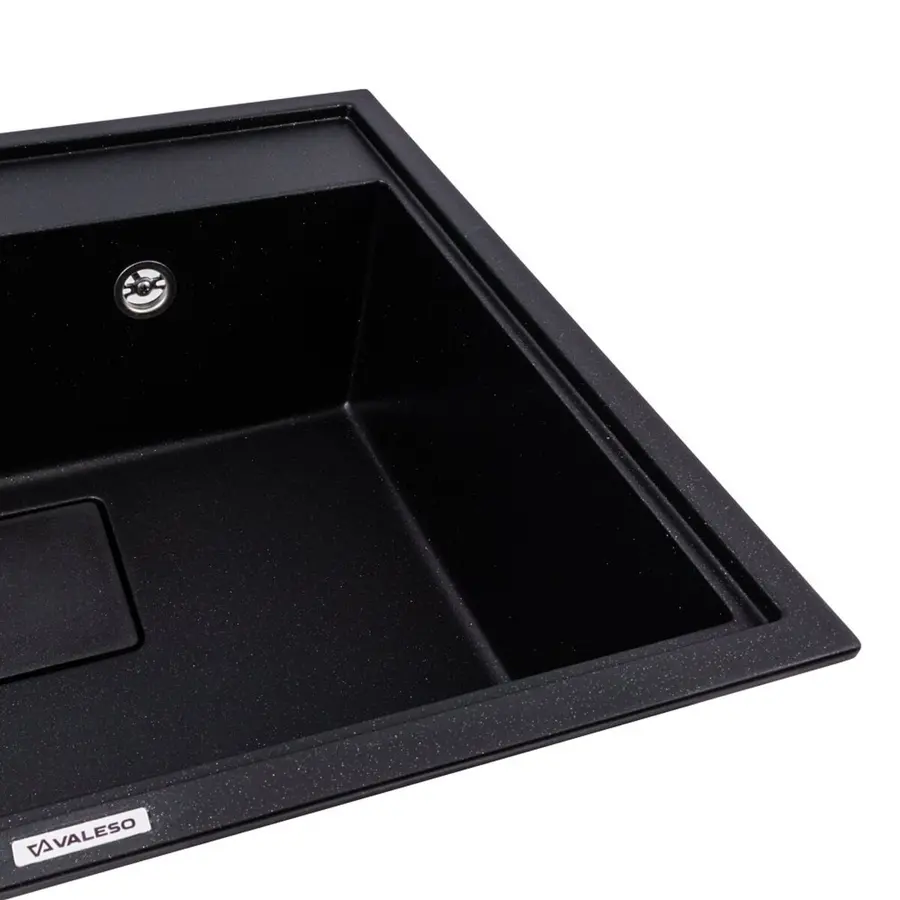 Гранітна мийка VALESO SHERLIT 6050 матова Чорний металік