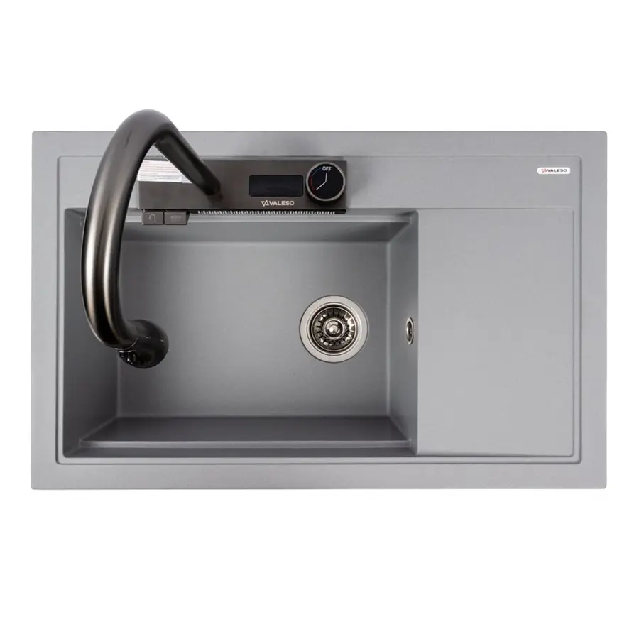 Гранитная мойка для кухни VALESO ATRUM 7950 матовая Серый металлик
