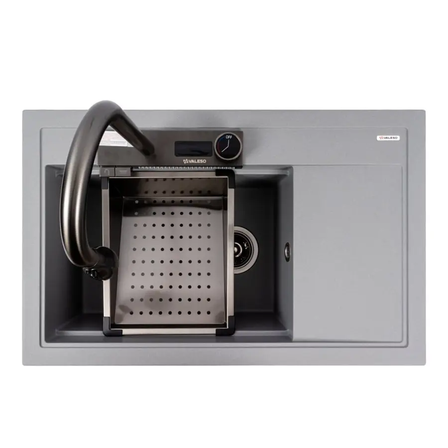 Гранитная мойка для кухни VALESO ATRUM 7950 матовая Серый металлик