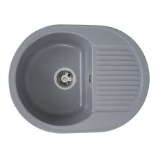 Гранітна мийка для кухні Platinum 6247 BORA глянець Сірий металік