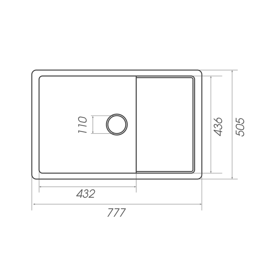 Гранитная мойка для кухни Platinum 7850 CUBE матовая Серая