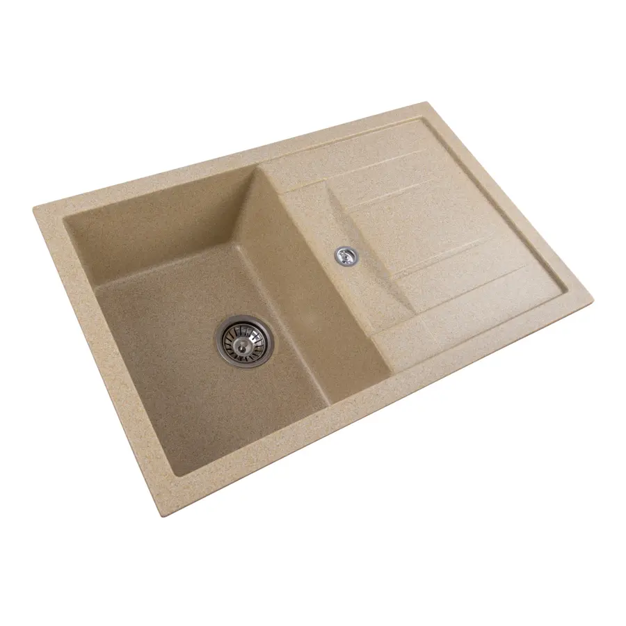 Гранітна мийка для кухні Platinum 7850 TROYA матова Беж