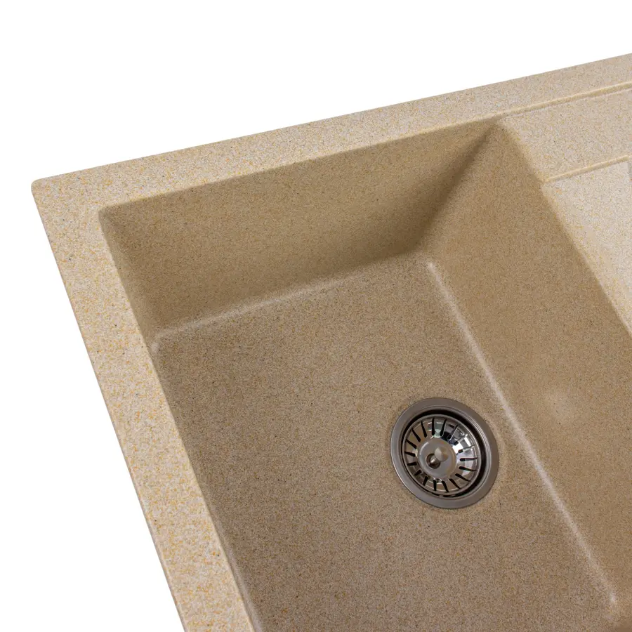 Гранітна мийка для кухні Platinum 7850 TROYA матова Беж