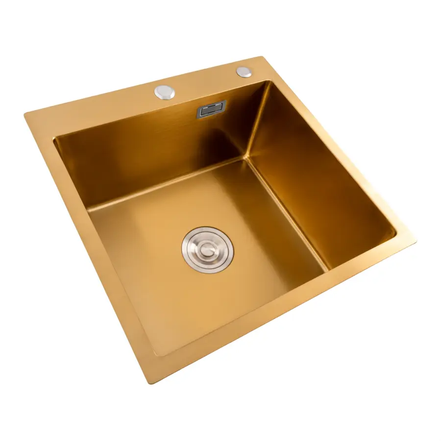 Кухонна мийка Platinum Handmade PVD золото HSBB 500х500х230 (з кріпленням+повна комплектація)