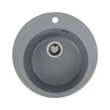 Гранітна мийка для кухні Platinum 510 YARA глянець Сірий металік