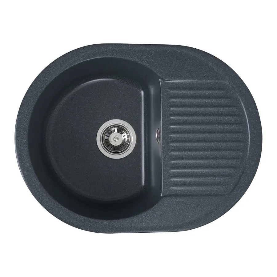 Гранітна мийка для кухні Platinum 6247 BORA глянець Антрацит