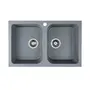 Гранітна мийка для кухні Platinum 7648W TWIN глянець Сірий мусон